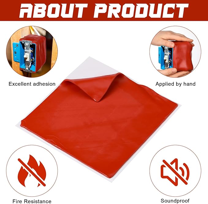 10pc 7x7" Firestop Putty Pads Fire Barrier Soundproof Sealant Outlet Box 260min