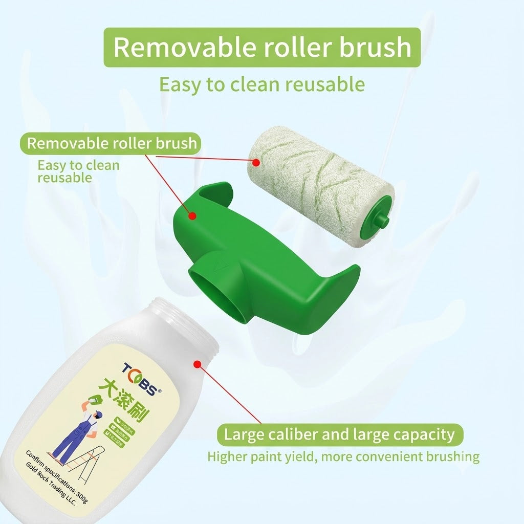Wall Repair Paint Roller, Water-Based White Touch-Up Paint Kit, for Home Interior Wall Cracks and Stains