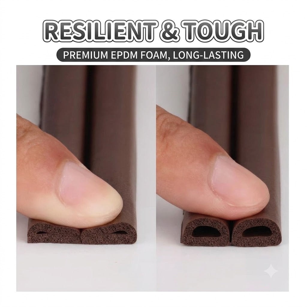 19.7ft EPDM Foam Weather Stripping Self-Adhesive Door Window Seal Strip Draft Stopper