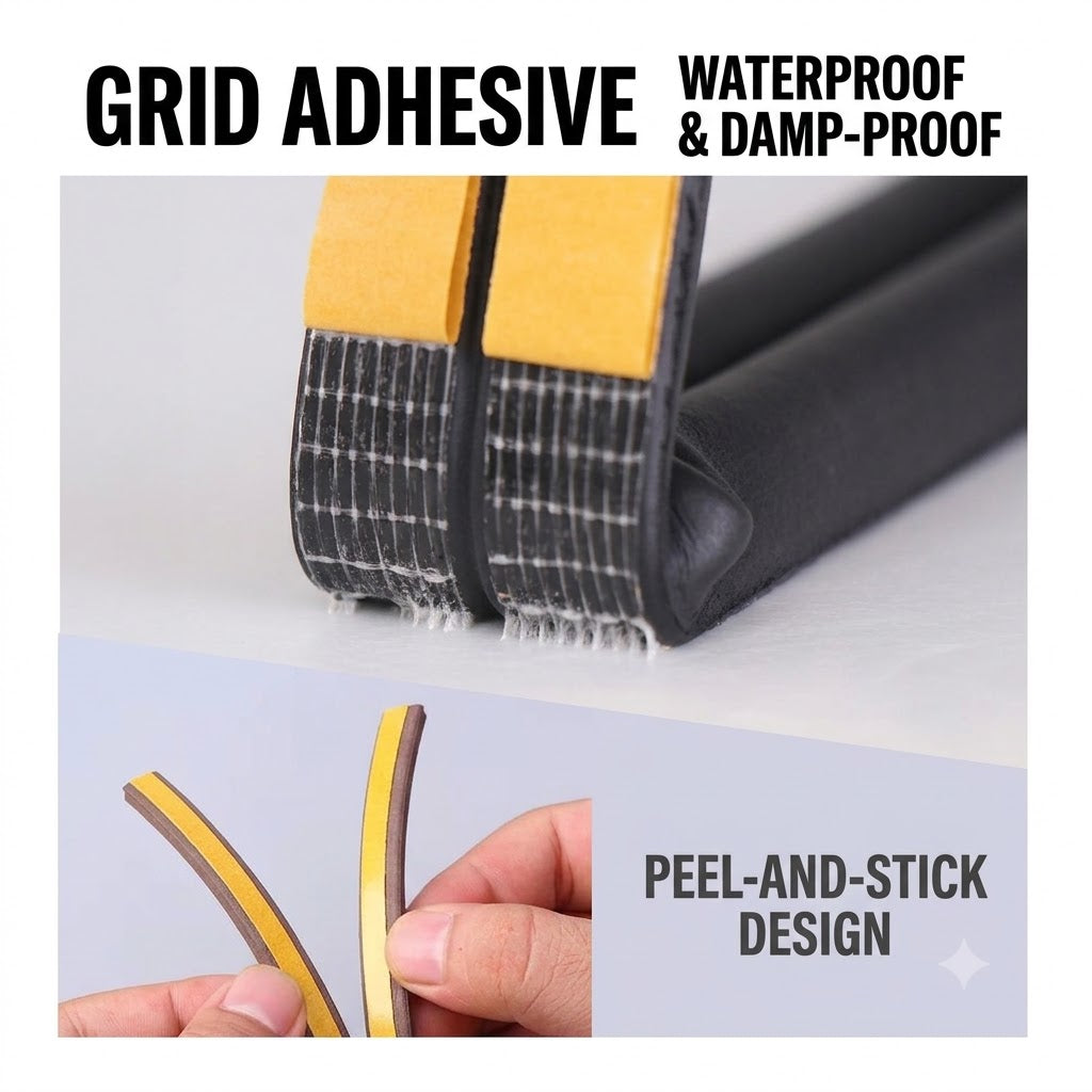 19.7ft EPDM Foam Weather Stripping Self-Adhesive Door Window Seal Strip Draft Stopper
