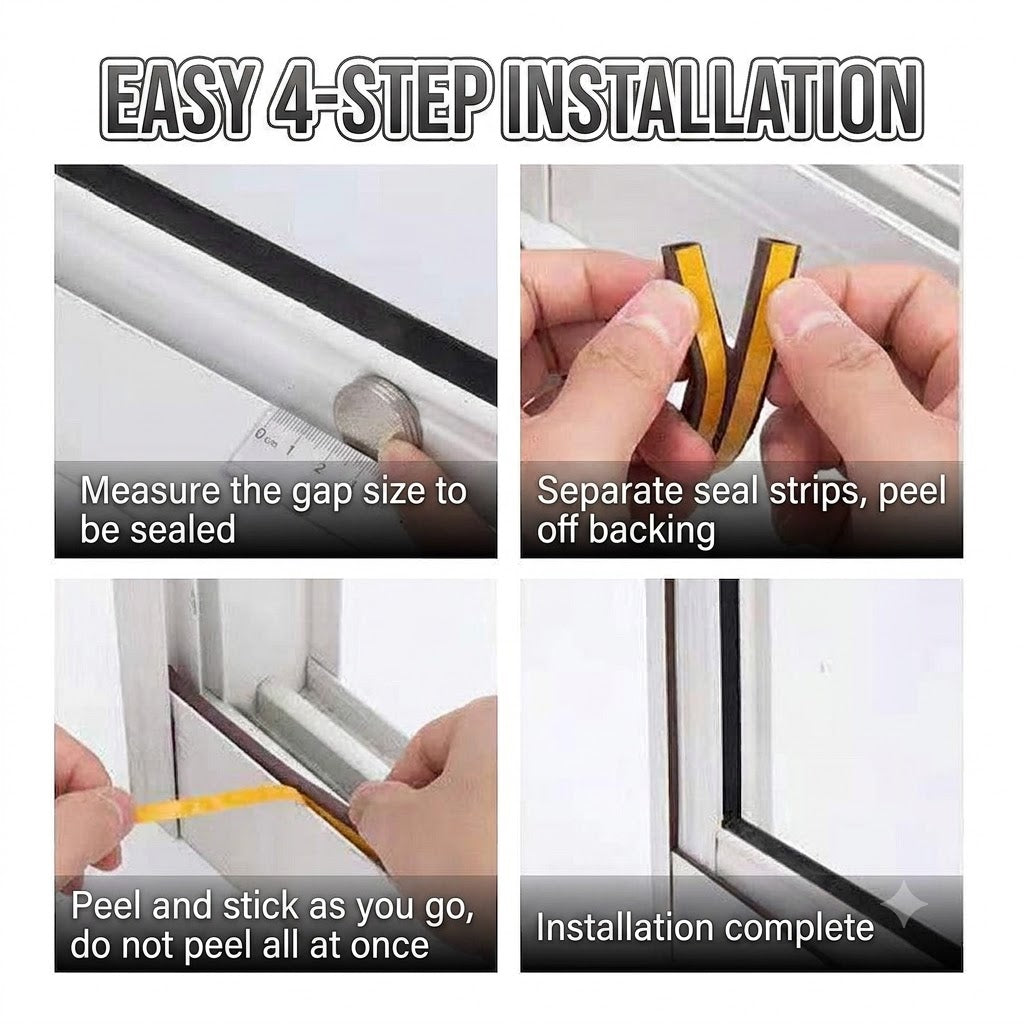 19.7ft EPDM Foam Weather Stripping Self-Adhesive Door Window Seal Strip Draft Stopper